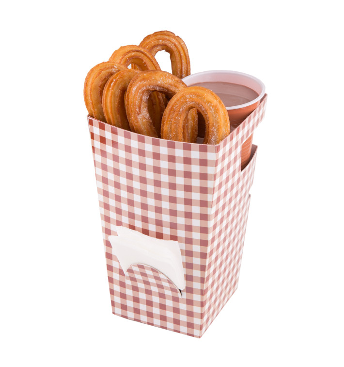 Caja de Cartón Para Churros con Chocolate 78x78x179mm (20 Uds) Caja de Cartón Para Churros con Chocolate 78x78x179mm (20 Uds)
