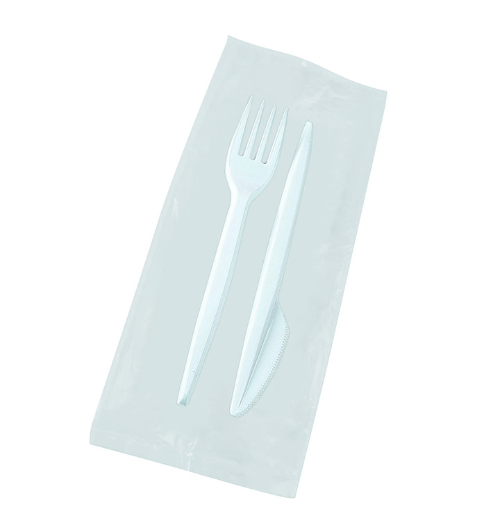 Set de Cubiertos Tenedor y Cuchillo Blancos (25 Uds) Set de Cubiertos Tenedor y Cuchillo Blancos (25 Uds)