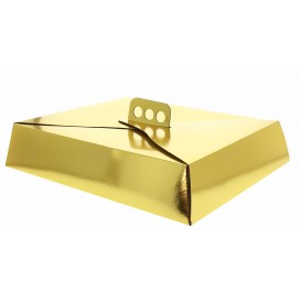 Caja de Cartón para Tartas Oro 26,5x35,5x8 cm 