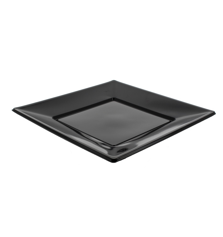 Plato de Plastico Llano Cuadrado Negro 230mm (25 Uds) Plato de Plastico Llano Cuadrado Negro 230mm (25 Uds)