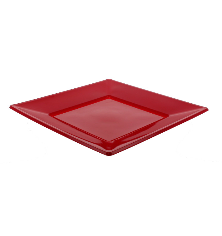 Plato de Plastico Llano Cuadrado Burdeos 230mm Plato de Plastico Llano Cuadrado Burdeos 230mm
