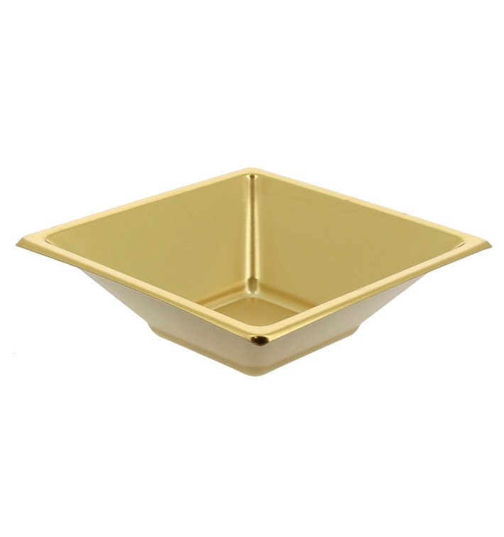 Bol de Plastico Cuadrado Oro 120x120x40mm Bol de Plastico Cuadrado Oro 120x120x40mm