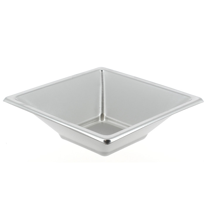 Bol de Plastico Cuadrado Plata 120x120x40mm Bol de Plastico Cuadrado Plata 120x120x40mm