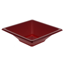 Bol de Plastico Cuadrado Burdeos 120X120X40mm 