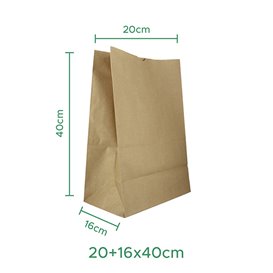 Bolsa de Papel Sin Asas Kraft 20+16x40cm (500 Unidades)