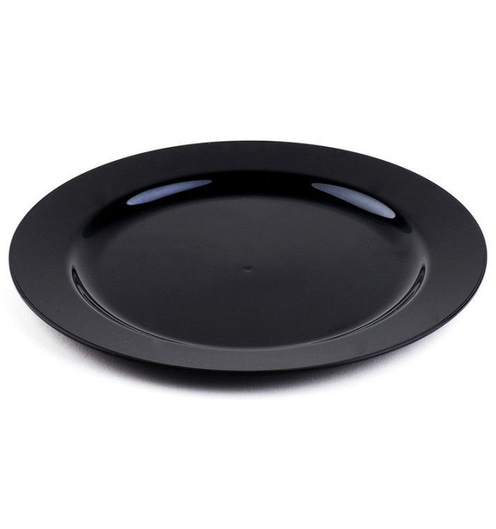 Plato Plastico Extra Rigido Negro 23cm 