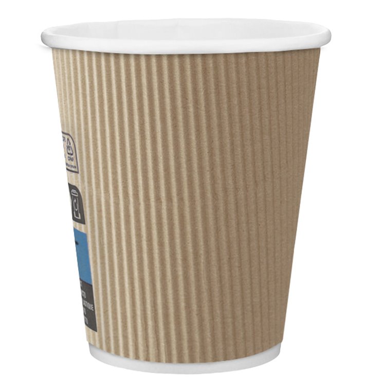 Vaso Cartón 8 Oz/250ml "Rizado Kraft" Marrón Ø7,8cm (1000 Uds) Vaso Cartón 8 Oz/250ml "Rizado Kraft" Marrón Ø7,8cm (1000 Uds)