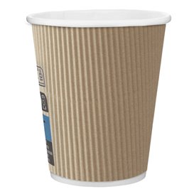 Vaso Cartón 8 Oz/250ml "Rizado Kraft" Marrón Ø7,8cm (25 Uds)