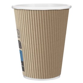 Vaso Cartón 12 Oz/300ml "Rizado Kraft" Marrón Ø8,7cm (25 Uds)
