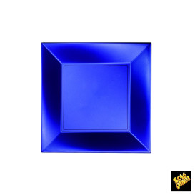 Plato de Plastico Llano Cuadrado Azul 180mm (25 Uds)