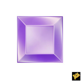 Plato de Plastico Llano Cuadrado Violeta 180mm (25 Uds)