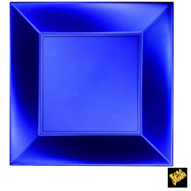 Plato de Plastico Llano Cuadrado Azul 290mm (12 Uds)