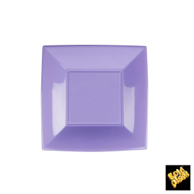 Plato de Plastico Llano Cuadrado Lila 180mm (25 Uds)