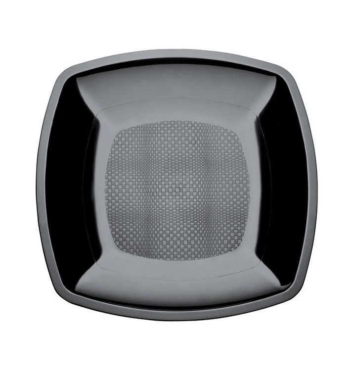 Plato de Plastico Llano Negro PS 180mm (25 Uds) Plato de Plastico Llano Negro PS 180mm (25 Uds)