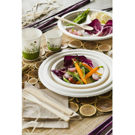 Plato Caña de Azucar Blanco Ø230mm (50 Uds)