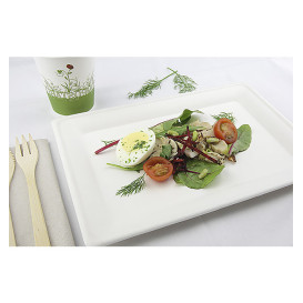 Plato Rect. Caña de Azucar Blanco 200x280mm (500 Uds)