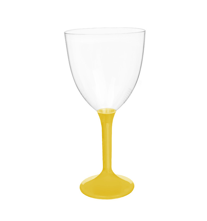Copa de Plastico Vino con Pie Amarillo 300ml (20 Uds) Copa de Plastico Vino con Pie Amarillo 300ml (20 Uds)