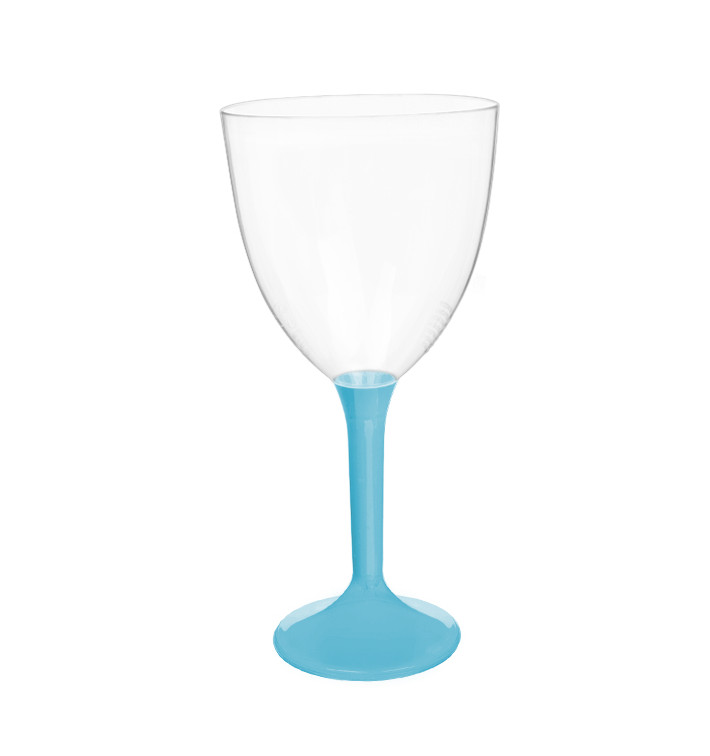 Copa de Plastico Vino con Pie Turquesa 300ml (20 Uds) Copa de Plastico Vino con Pie Turquesa 300ml (20 Uds)