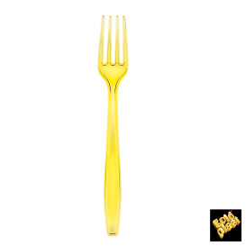 Tenedor de Plastico PS Amarillo Transp. 190mm (50 Uds)