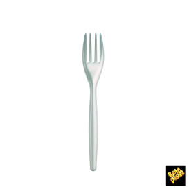 Tenedor de Plastico PS Blanco Perlado 180mm (20 Uds)