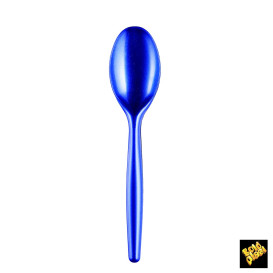 Cuchara de Plastico PS Azul Perlado 185 mm (20 Uds)