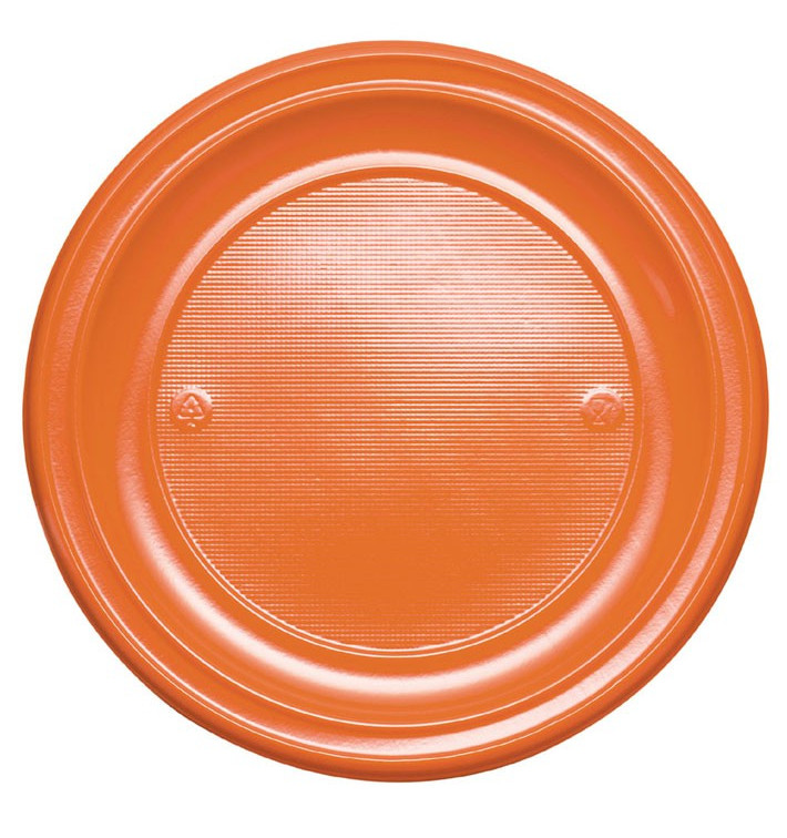 Plato de Plastico Llano Naranja PS 220 mm (30 Uds) Plato de Plastico Llano Naranja PS 220 mm (30 Uds)