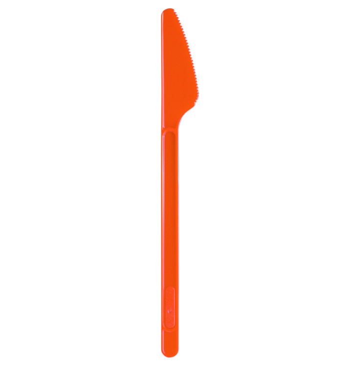 Cuchillo de Plastico Naranja PS 175mm (20 Uds) Cuchillo de Plastico Naranja PS 175mm (20 Uds)