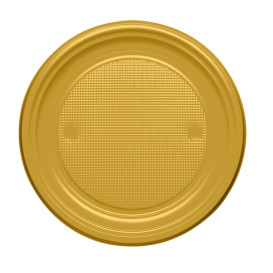 Plato de Plastico Llano Oro PS 170mm (50 Uds)