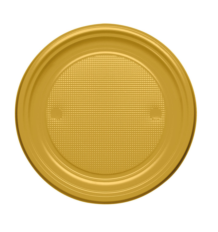 Plato de Plastico Llano Oro PS 170mm (50 Uds)