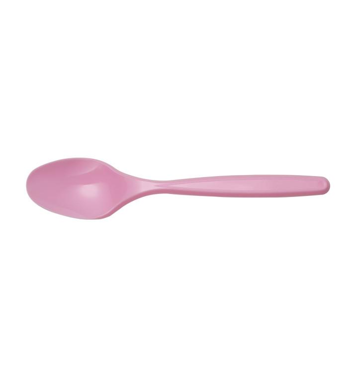 Cuchara de Plastico Rosa PS 120mm (40 Uds) Cuchara de Plastico Rosa PS 120mm (40 Uds)