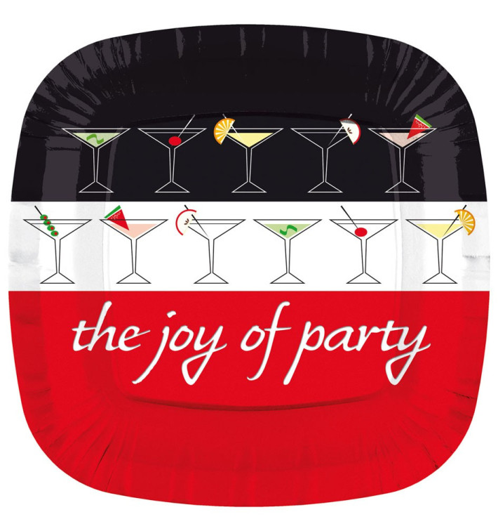 Plato de Carton Cuadrado '' Joy of Party'' 170mm (8 Uds)