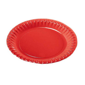 Plato de Carton Redondo Rojo 230mm (10 Uds)