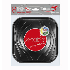 Plato de Plastico Cuadrado Negro PP 180mm (8Uds)