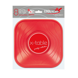 Bol de Plastico Cuadrado Rojo PP 180x180mm (8 Uds)