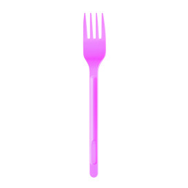 Tenedor de Plastico PS Rosa 175mm (20 Uds)