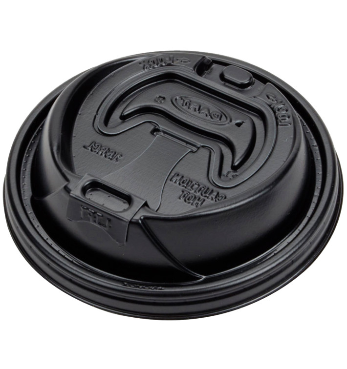 Tapa Agujero con cierre PS para Vaso FOAM Negro Ø94mm (1000 Uds)