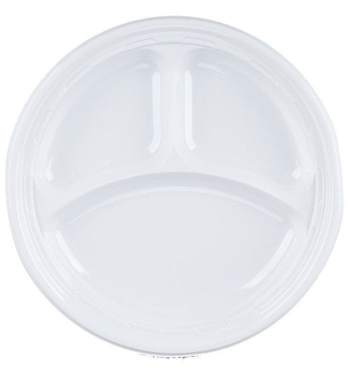 Plato de Plastico PS "Famous Impact" 3 C. Blanco Ø230mm (125 Uds) Plato de Plastico PS "Famous Impact" 3 C. Blanco Ø230mm (125 Uds)