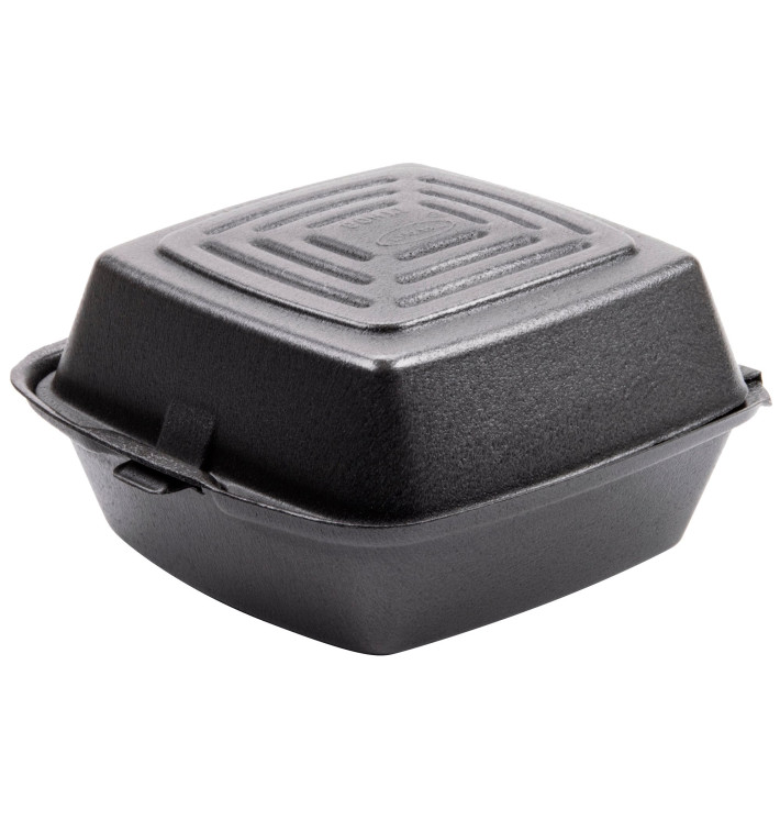 Envase Hamburguesa FOAM Negro 150x150x80mm (125 Uds) Envase Hamburguesa FOAM Negro 150x150x80mm (125 Uds)
