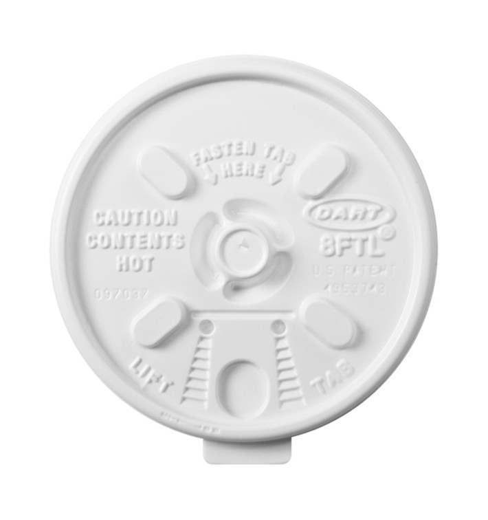 Tapa de Plastico PS Blanca "Lift n' Lock" con solapa Ø (100 Uds) Tapa de Plastico PS Blanca "Lift n' Lock" con solapa Ø (100 Uds)
