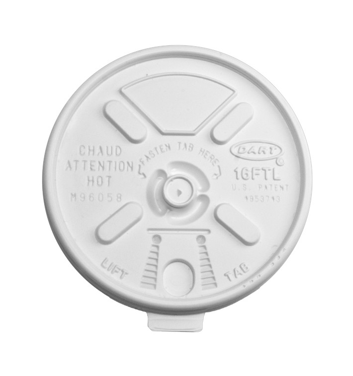 Tapa de Plastico PS Blanca "Lift n' Lock" con solapa Ø (100 Uds) Tapa de Plastico PS Blanca "Lift n' Lock" con solapa Ø (100 Uds)