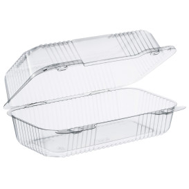 Envase Plástico PS "StayLock" Bisagra Transp. 878ml (125 Uds)