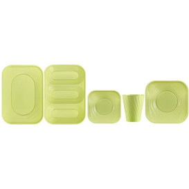 Plato de Plastico PP "X-Table" Cuadrado Lima 180mm (8 Uds)