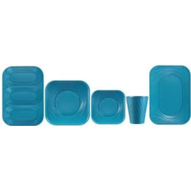 Plato de Plastico PP "X-Table" Cuadrado Turquesa 180mm (8 Uds)