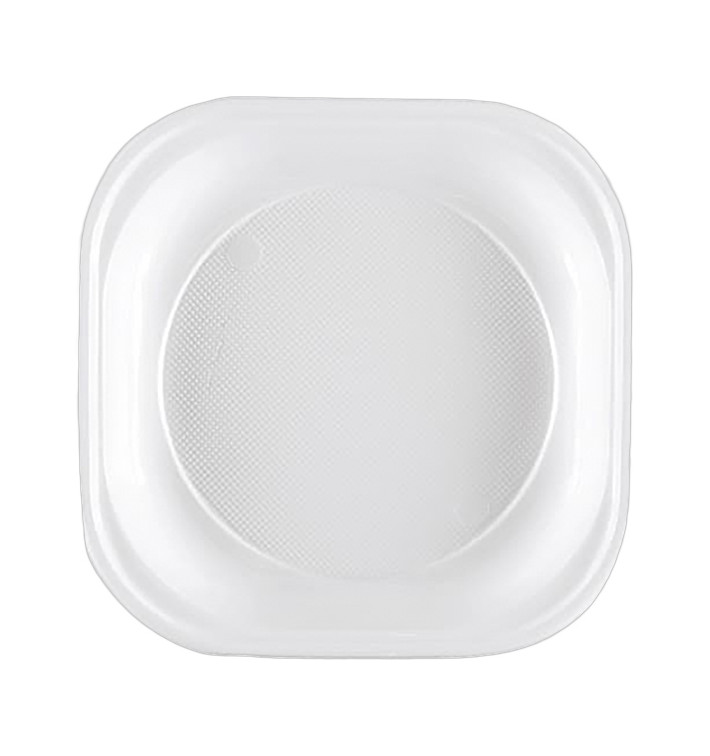 Plato de Plastico PS Cuadrado Rigido Blanco 200x200mm (50 Uds) Plato de Plastico PS Cuadrado Rigido Blanco 200x200mm (50 Uds)