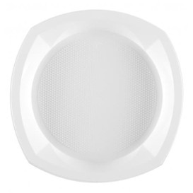 Plato de Plastico PS Cuadrado Blanco 230x230mm 1C (100 Uds)