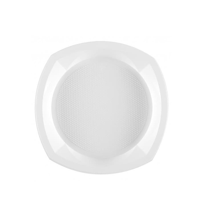 Plato de Plastico PS Cuadrado Blanco 230x230mm 1C (100 Uds) Plato de Plastico PS Cuadrado Blanco 230x230mm 1C (100 Uds)