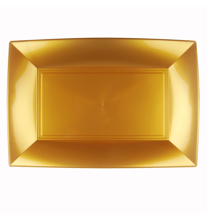 Bandeja de Plastico Oro Nice PP 345x230mm (6 Uds) Bandeja de Plastico Oro Nice PP 345x230mm (6 Uds)