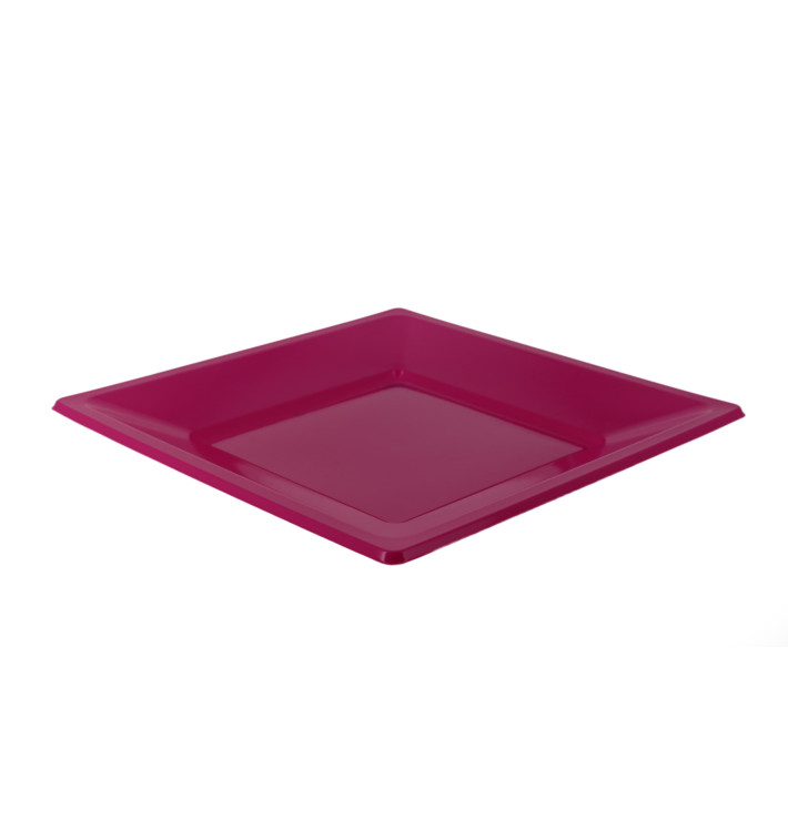 Plato de Plastico Llano Cuadrado Fucsia 170mm (25 Uds) Plato de Plastico Llano Cuadrado Fucsia 170mm (25 Uds)