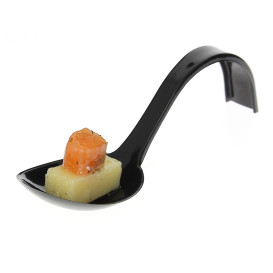Cuchara Degustacion Plastico Asa Curva Negra 130 mm (50 Uds)