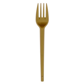 Tenedor de Plastico PS Oro 165mm (20 Uds)